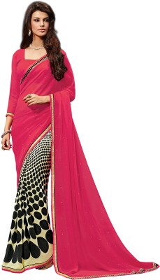 

Jiya Self Design, Embellished Fashion Georgette Saree(Pink, Black, Beige), Beige;black;pink