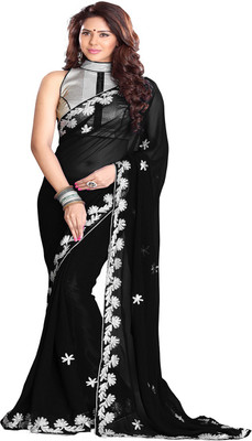 

Sourbh Sarees Embroidered Fashion Georgette Saree(Black)