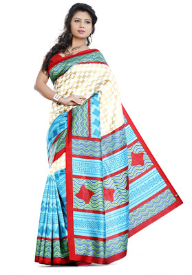 

JTInternational Printed Bhagalpuri Silk Saree(Multicolor)