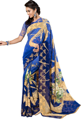 

Lovelylook Printed Daily Wear Georgette Saree(Blue)