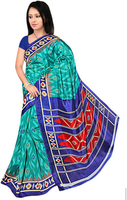 Lovelylook Printed Daily Wear Art Silk Saree(Green, Blue), Sea green & blue
