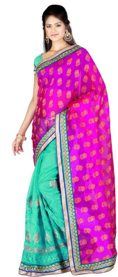 

Desi Butik Embroidered Fashion Jacquard, Art Silk Saree(Multicolor)