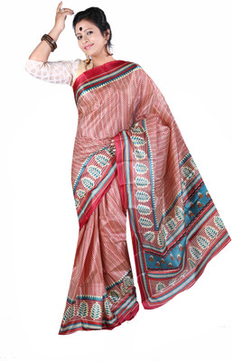 

Anushree Saree Geometric Print Fashion Silk Saree(Multicolor), Pink
