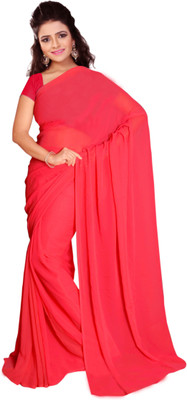 

Vardan Prints Plain Fashion Georgette Saree(Red)