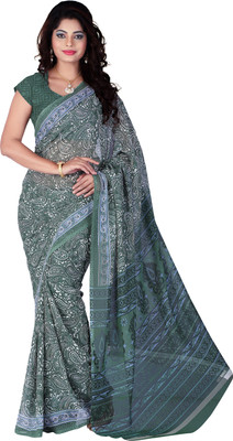 

Khushali Self Design, Printed Fashion Georgette Saree(Green, White)