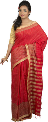

monidipa Self Design Fashion Cotton Saree(Red)