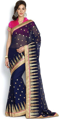 

Shree Sanskruti Embroidered Fashion Georgette Saree(Grey, Black, Blue