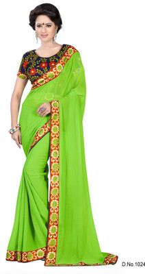 

Indianbeauty Solid Bollywood Chiffon Saree(Light Green)