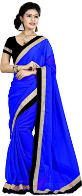 

Party Wear Dresses Solid Fashion Chiffon Saree(Blue)