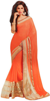 

Party Wear Dresses Printed Fashion Art Silk Saree(Orange)