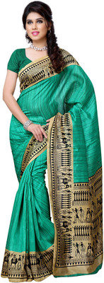

JTInternational Striped, Printed Chanderi Handloom Art Silk Saree(Multicolor)