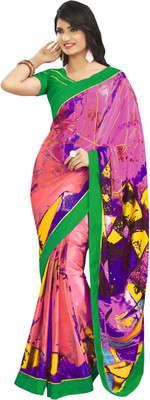 

LaazreeFashion Floral Print Rajkot Handloom Georgette Saree(Multicolor)