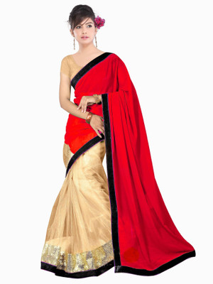 

Dancing Girl Solid Bollywood Georgette Saree(Red)