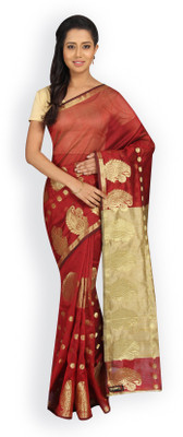 

Pavechas Solid Maheshwari Cotton, Polycotton Saree(Maroon)