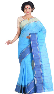 

Purabi Woven Tant Cotton Saree(Blue)