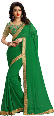 

Stylezone Embroidered Fashion Georgette Saree(Green)