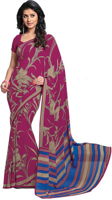 

Party Wear Dresses Printed Fashion Pure Chiffon Saree(Pink)