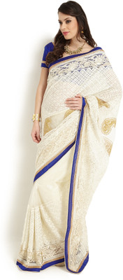 

Soch Self Design Fashion Net Saree(White)