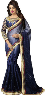 

Kintu Designs Pvt. Ltd. Self Design Fashion Satin Saree(Blue), Navy blue
