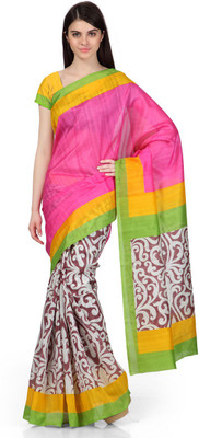

Party Wear Dresses Printed Fashion Art Silk Saree(Pink)