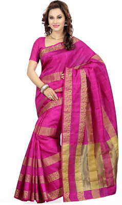 

Ishin Solid Fashion Poly Silk Saree(Pink)
