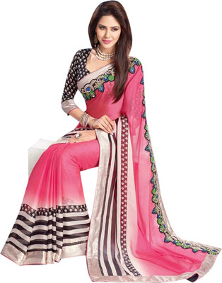 

Dancing Girl Printed Bollywood Chiffon Saree(Pink)