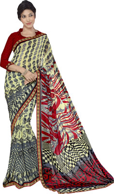 

Lovelylook Printed Fashion Georgette Saree(Multicolor), Grey;light yellow