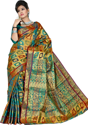 

Mimosa Self Design Kanjivaram Silk Saree(Multicolor), Sapphire