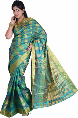 Mimosa Self Design Kanjivaram Silk, Jacquard Saree(Multicolor) available at flipkart for Rs.1399