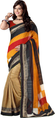 

Saara Printed Fashion Cotton Saree(Beige, Black)