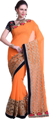 

Chirag Sarees Embellished Fashion Synthetic Georgette Saree(Orange)