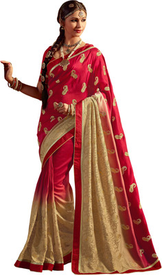 

Brijraj Embroidered Fashion Silk Saree(Pink, Beige), Beige;pink