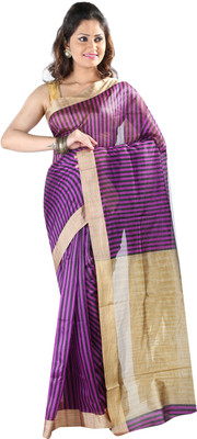 Anushree Saree Self Design Fashion Khadi Saree(Multicolor), Rani