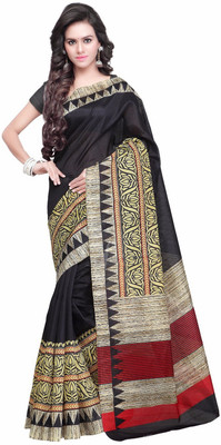 

Anushree Saree Self Design Bhagalpuri Khadi Saree(Multicolor), Black