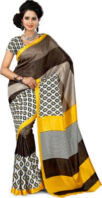 

Right Shape Printed Mysore Art Silk Saree(Multicolor), Brown