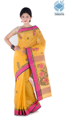 

Tantuja Woven Tangail Cotton Saree(Yellow)