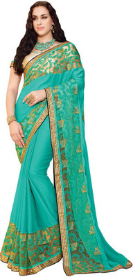 

Desi Butik Embroidered Fashion Chiffon Saree(Green)