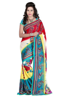 

Gunjan Creations Printed Daily Wear Georgette Saree(Blue)