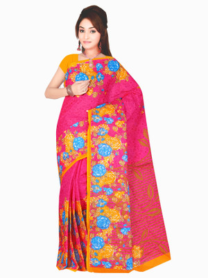 

Banktesh Floral Print Fashion Cotton Saree(Pink, Multicolor), Multicolours;pink