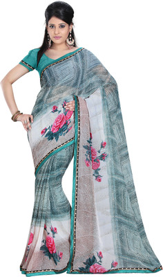 

Khoobee Self Design, Printed Fashion Chiffon Saree(Light Green, Multicolor)