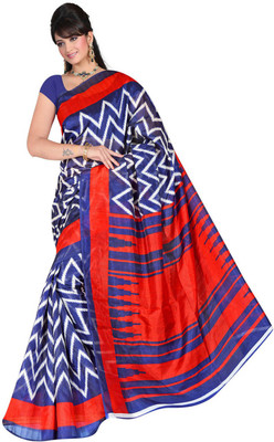 

Parisha Printed Daily Wear Art Silk Saree(Blue, Red)