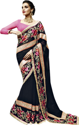 

Vishal Solid Fashion Georgette Saree(Black)