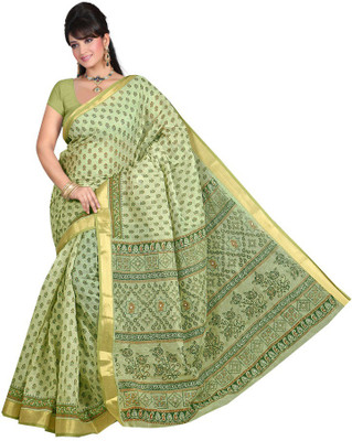 

revathi textiles Printed Daily Wear Cotton Saree(Green)