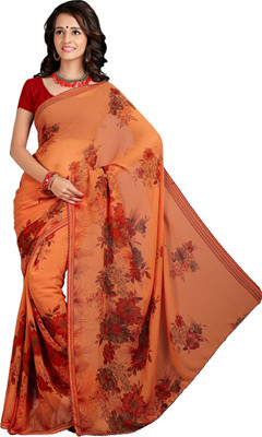 

Khushali Self Design, Printed Fashion Chiffon Saree(Orange, Multicolor), Multicolor;orange