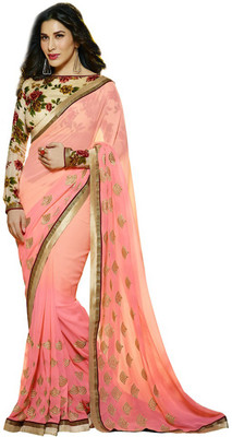 

Indianbeauty Self Design, Embroidered Bollywood Pure Georgette Saree(Pink), Baby pink
