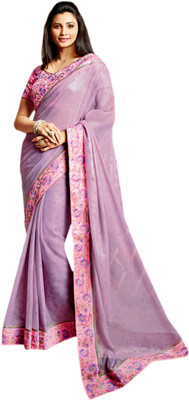 

Vishal Self Design, Solid Fashion Chiffon Saree(Purple, Pink)