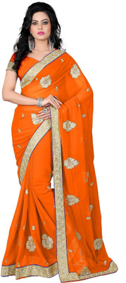 

Vishakha Fashion Embroidered Fashion Georgette Saree(Orange)