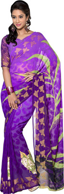 

Lovelylook Printed Daily Wear Georgette Saree(Purple)