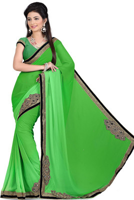 

Saara Embroidered Fashion Polyester Saree(Green)