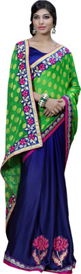 

Khushali Self Design, Embellished, Embroidered Fashion Satin Saree(Blue, Green)